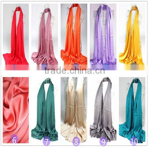 Korea Fashion Solid Color Plain Silk Satin Scarf