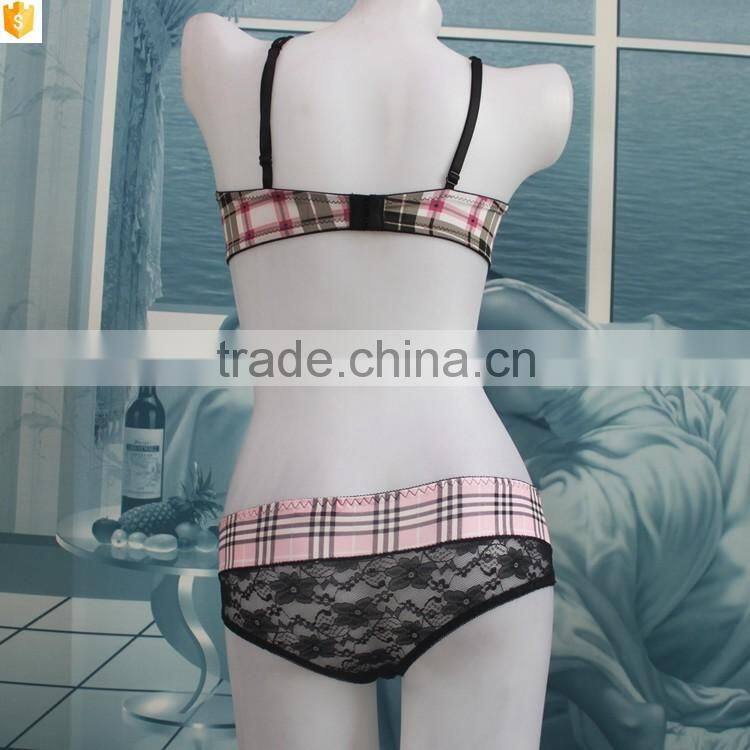 Hot underwear online shopping and plaid nylon bra made in china