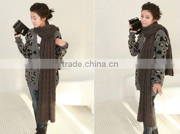 Women Twist Knitted Long Acrylic Crochet Scarf