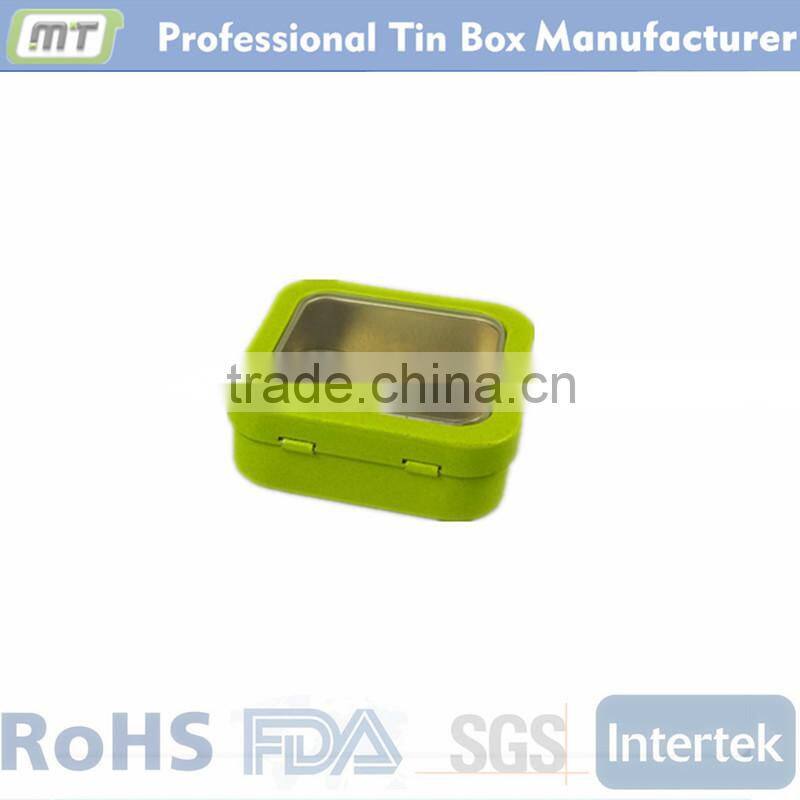 green square metal jewelry tin box