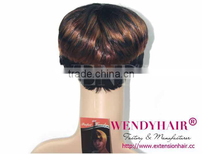 Cheap fashion synthetic hair wigs short hair machine made wig