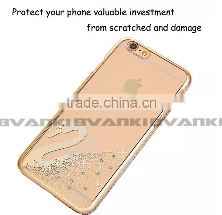 Novelties 2016 Mobiles Accessories Transparent Plastic Case Diamond Cases For iPhone 6 Phone Unlocked Original G4 Mobile Case