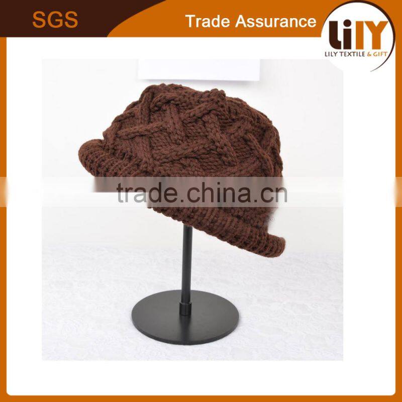 fashion knitted girls beautiful cute ladies winter caps for wholesale