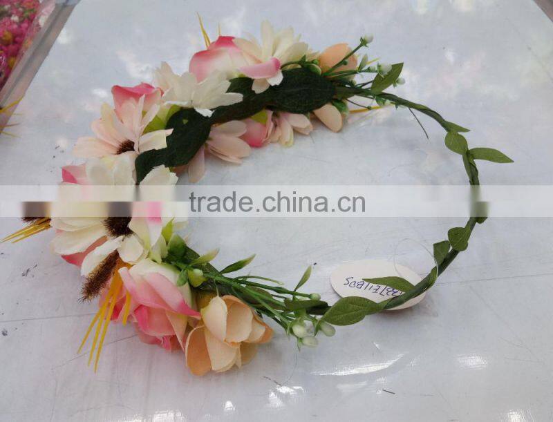 Newest Design Women Girls Artificial Flower Headband Tiara Crowns Garland Wedding For Adults