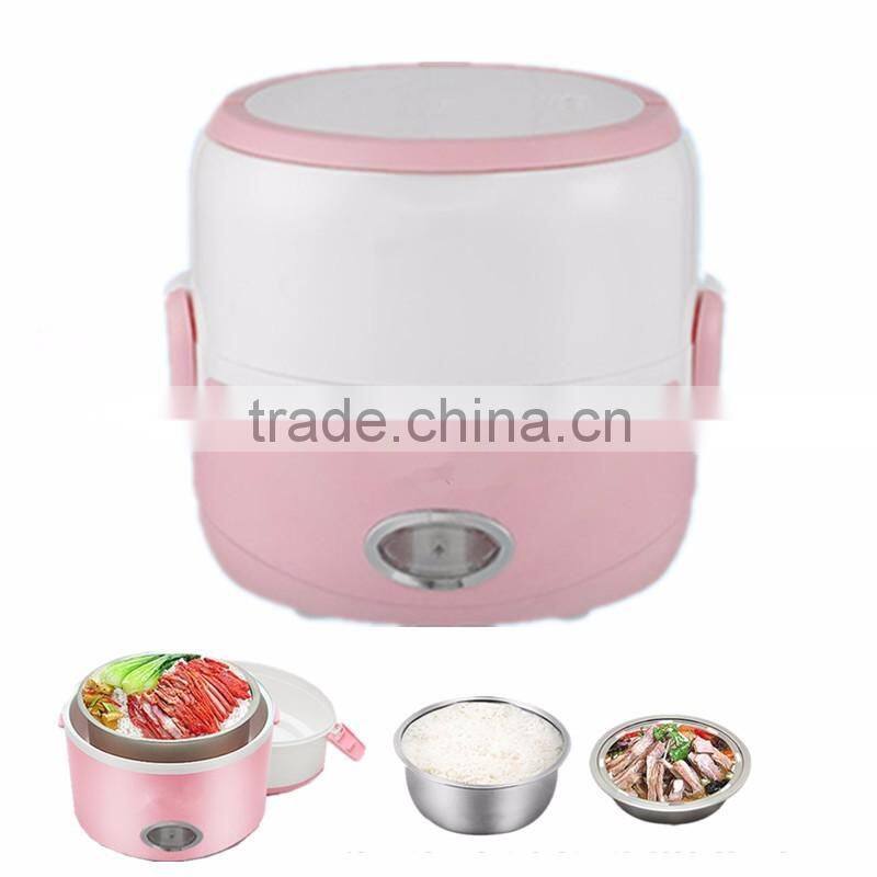 2016 Newest 1.3L Portable Lunch Box Electric Rice Cooker Stainless Steel 2 Layers Steamer
