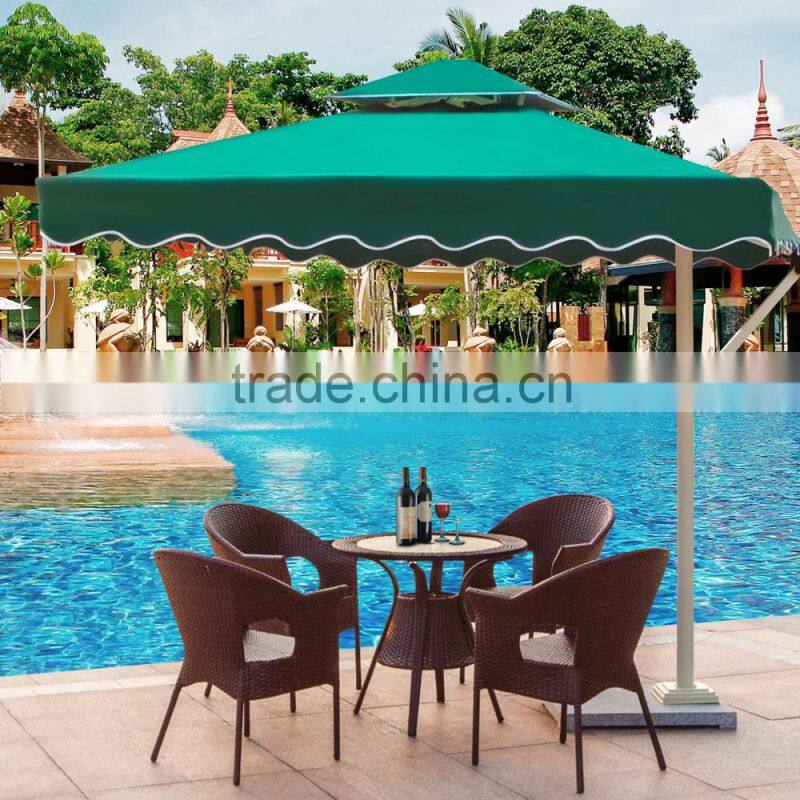 Large Windproof Green Red Beige Round Square Bali Tilt Mechanism Customized Outdoor Patio Garden Beach Umbrella with Marble Base