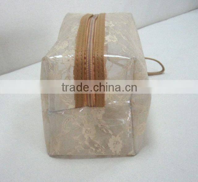 Popular Beauty Transparent with mesh cosmetic bag