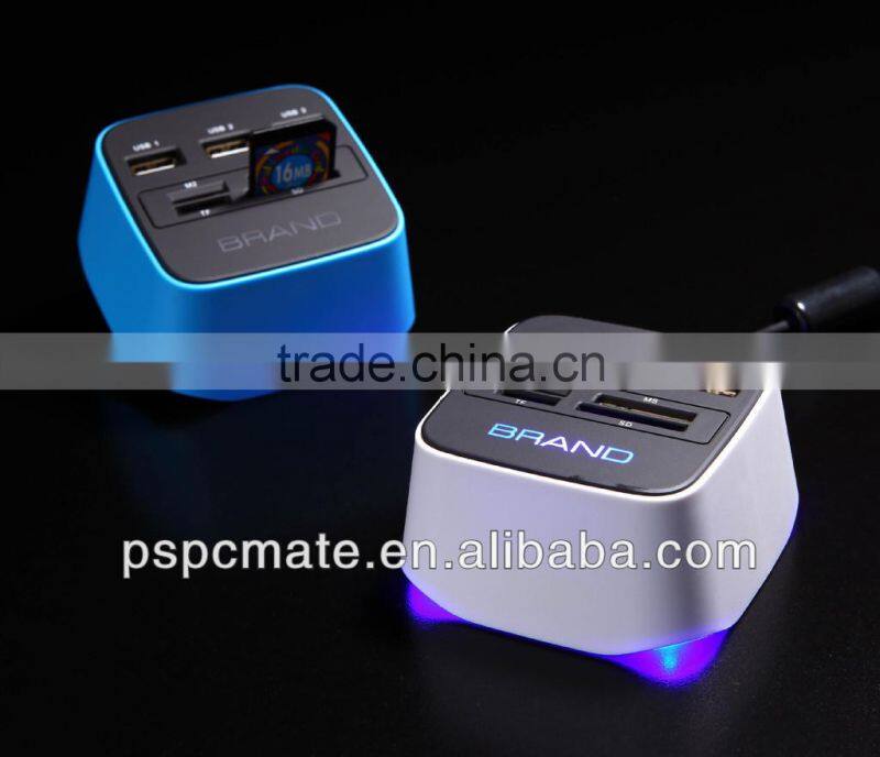 3 ports USB 2.0 HUB with Multi-card Reader Combo for SD/MMC/M2/MS MP-All In One