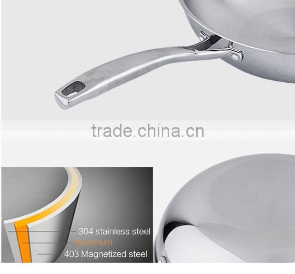 32cm Wok Stainless Steel Gas Electric Chinese Cooking Stir Fry Pan