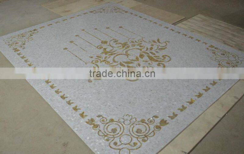 Gold lip mother of pear shell(MOP) mosaic panel for wall and decoration