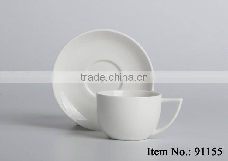 white durable ceramic espresso cup with saucer