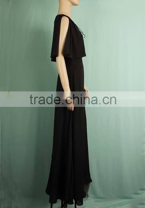 Evening party mature women designer ladies long black maxi dress sleeves WD150932790