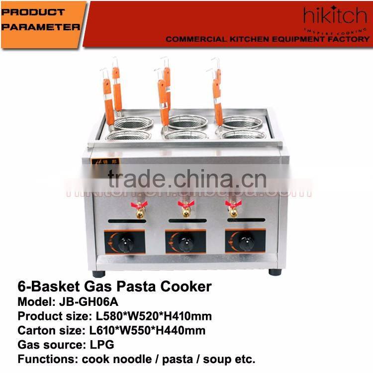 Counter top 6 baskets gas pasta cooking machine with taps Guangzhou manufacturer