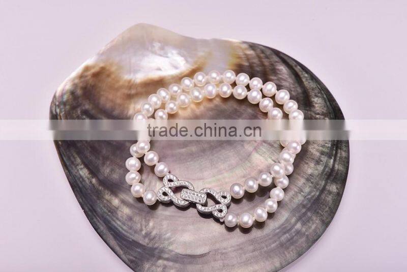 Fashion Elegant fresh water white color real pearl bracelets for women