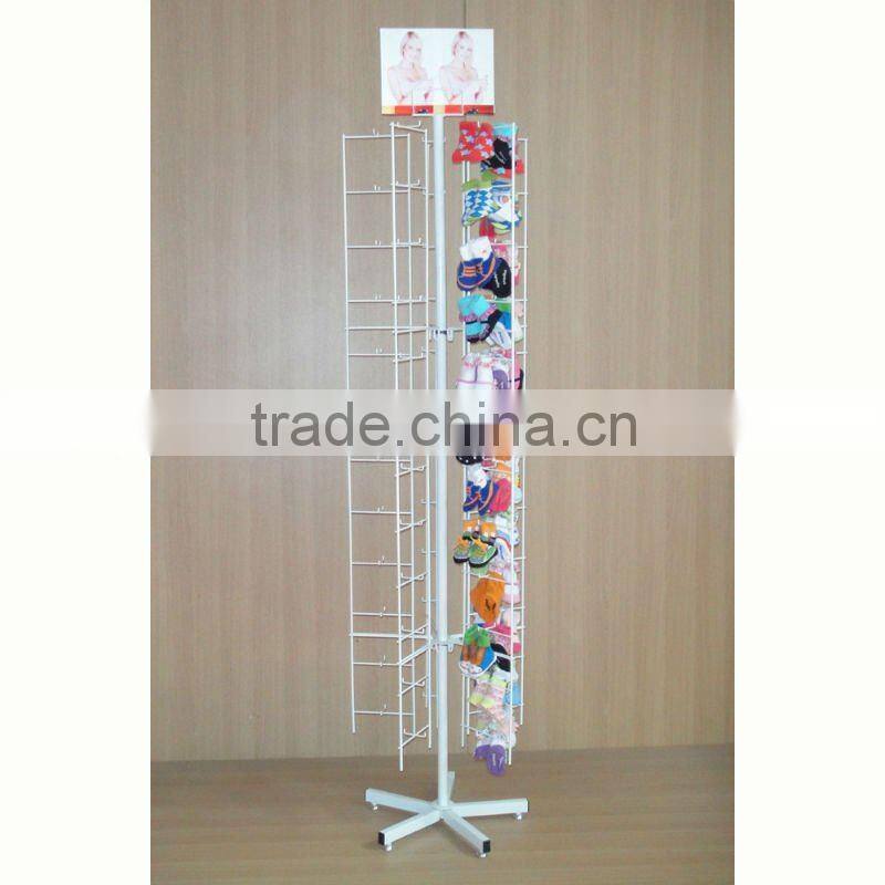 compact metal rotating floor display with small space occupying