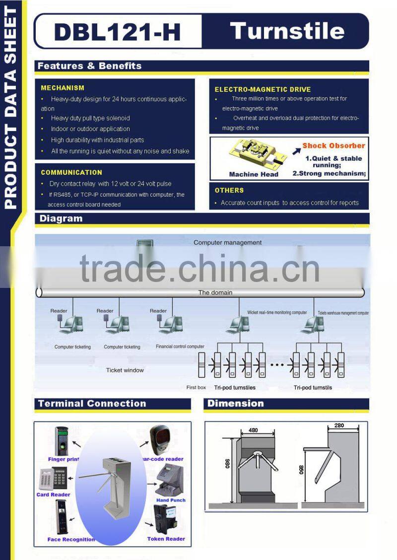 Waist Height Gate for Supermarket Entrance Exit Machine Tripod Turnstile