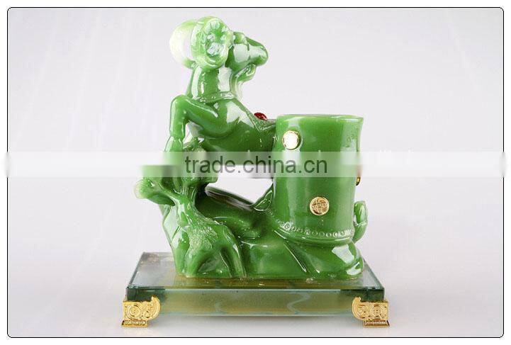 Jade color Chinese zodiac animals Chinese Horoscope Sheep Pen holder