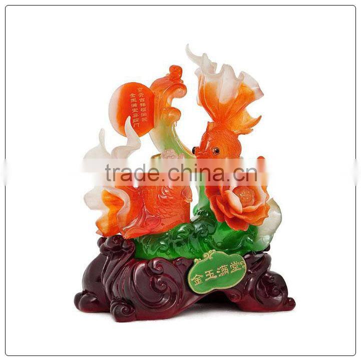 Red jade color Chinese Luckly fengshui fish ,fish statue