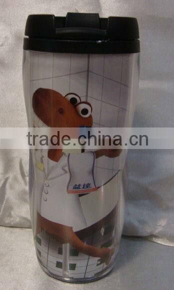 2012 hot-sale double layer plastic promotion mug 350ml