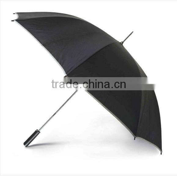 23 INCH 8 rib auto open firberglass rib mono color umbrella with color boardeQuality Umbrella with Black Leather Handle