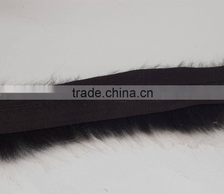 Natural Colored Fox Fur Strips / Blue Fox Trimming For Hoods And Collars