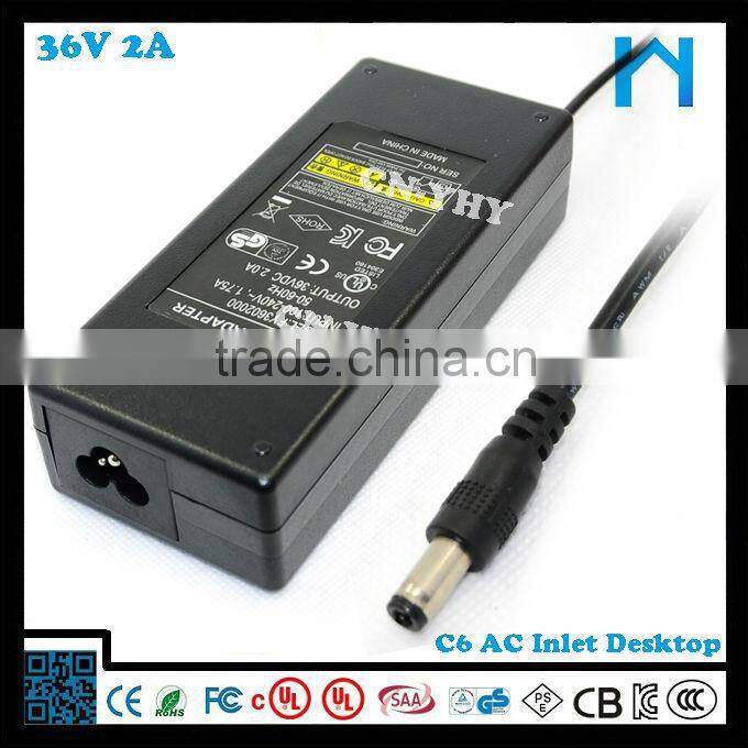 High quality laptop 36v 2a 72w ac dc power adapter