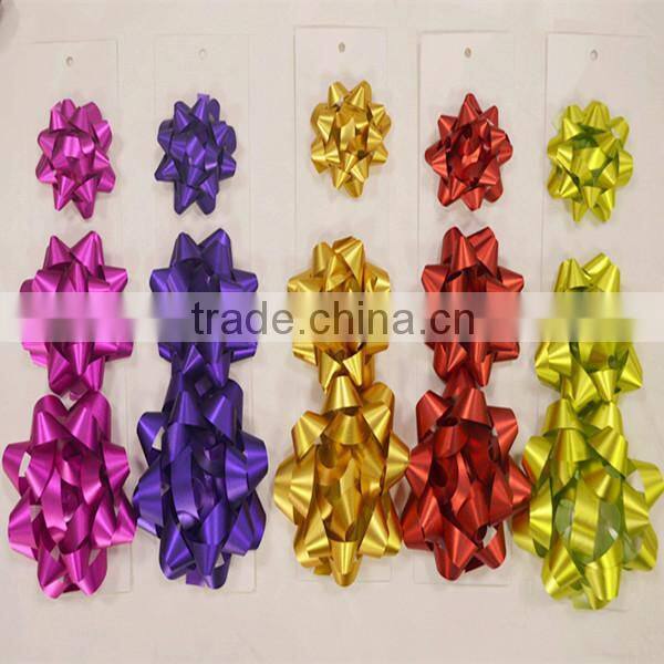 Wholesale Various Colours Printed Holographic Curly Ribbon Star Bow