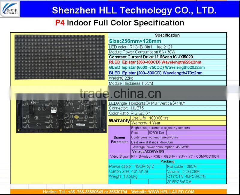 HOT Sell high brightness advertising p4 indoor display module