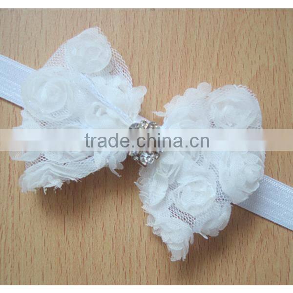 large bow knitted diamond flower baby hair bow headband