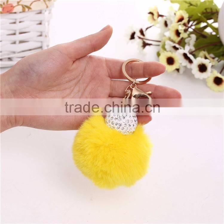 Royal Blue Rabbit Fur Pompom Valentine's Day Gift Keychain