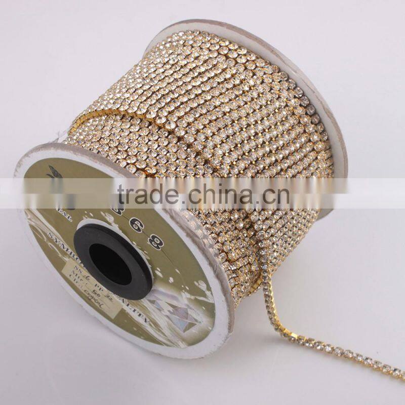 New manufacturer gold rhinestone cup chain for garments