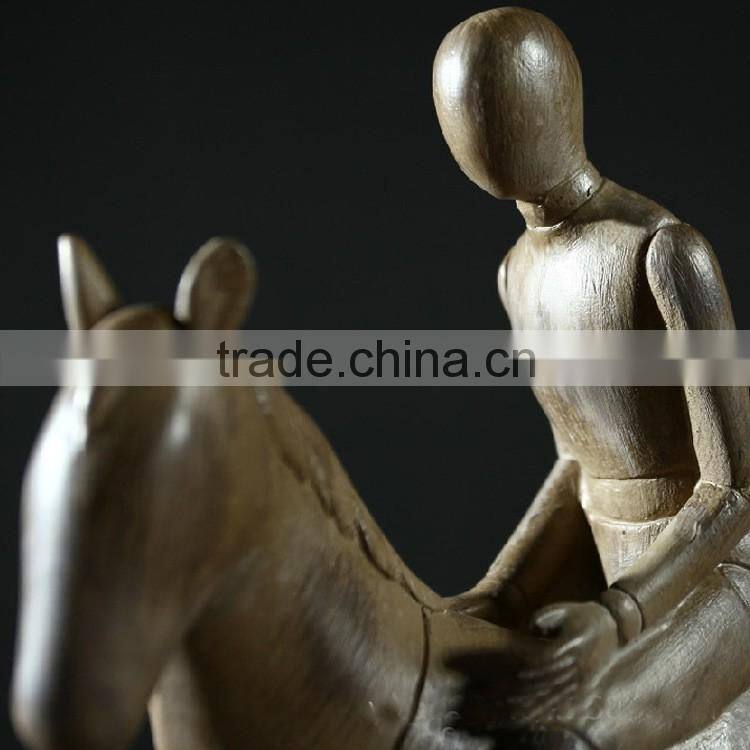 Vintage rider with horse home decoration resin crafts