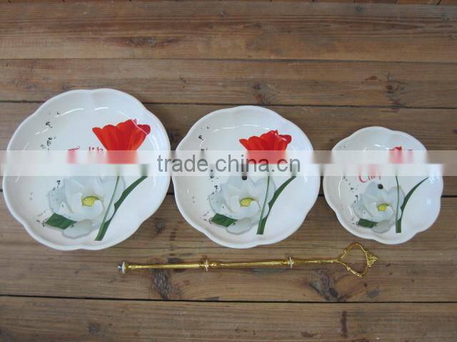 Ceramic Kitchen Serving Dish Tray with Wood Frame