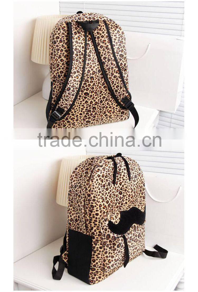 New Fashion Women Backpacks Lovely Beard Vintage Leopard Bag European and American Style PU Leather Backpacks