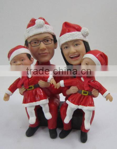 resin Christmas family bobble heads home decor