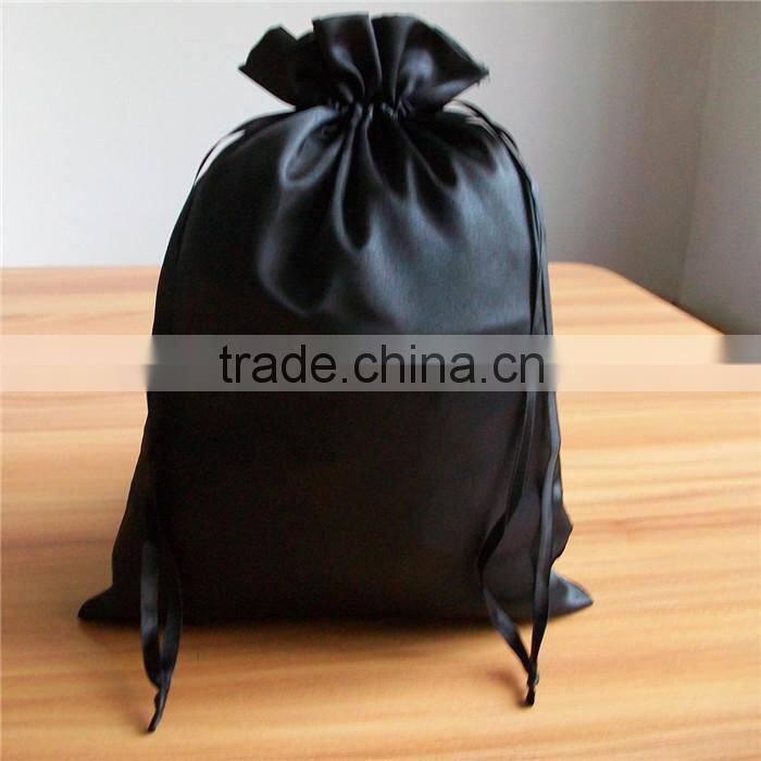 large size black Drawstring Jewelry Pouch, Satin