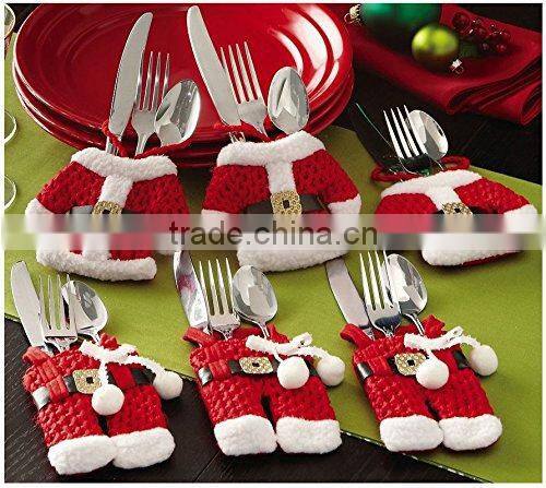 6pcs Santa Suit Christmas Silverware Holder Pockets
