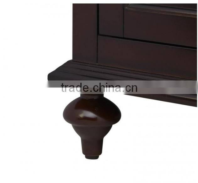 Cherry red traditional solid wooden bathroom vanity with marble top