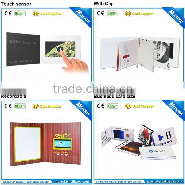 lcd screen advertising video booklet/ TFT screen video booklet card/business video booklet