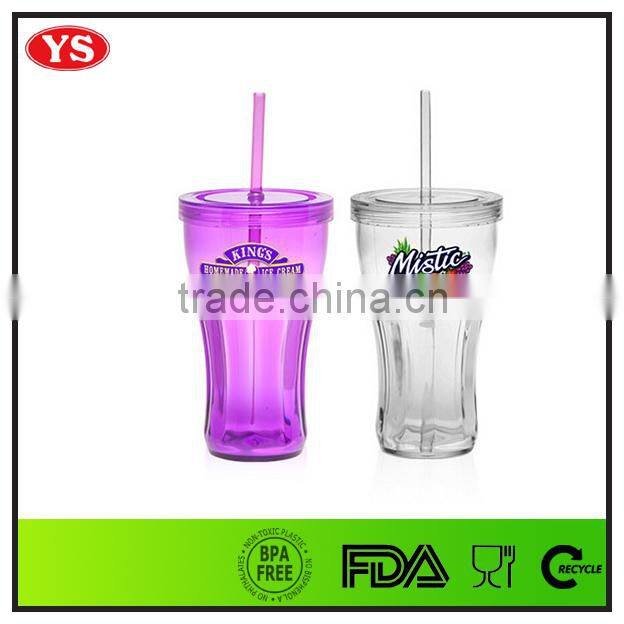 16oz customized plastic soda cups with lid and straw