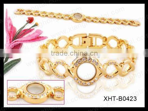 fashion women stainless steel crystal cuff bangle bracelet strong healthy energy bio magnetic jewelry