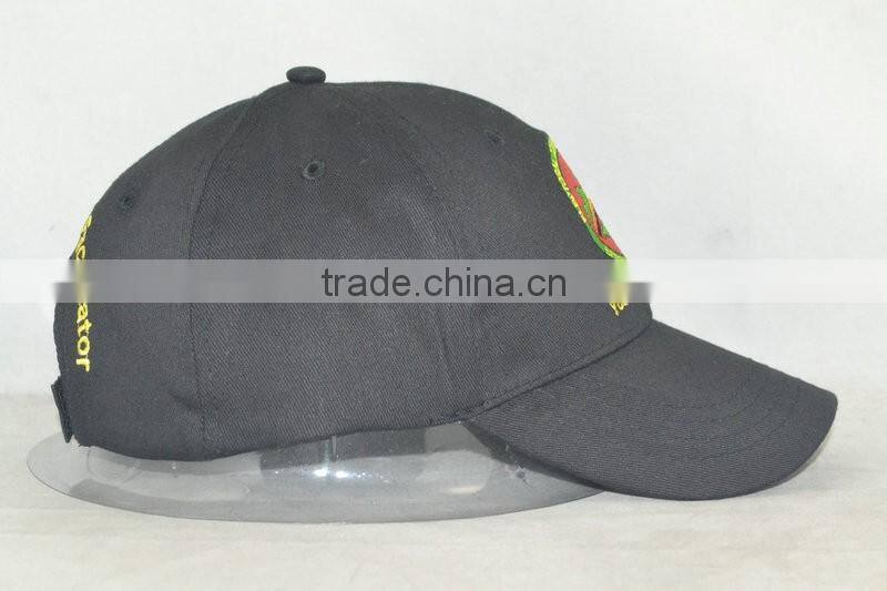 Guangzhou hat factory professional custom / 100% cotton /6 panel / embroidery logo/black baseball cap