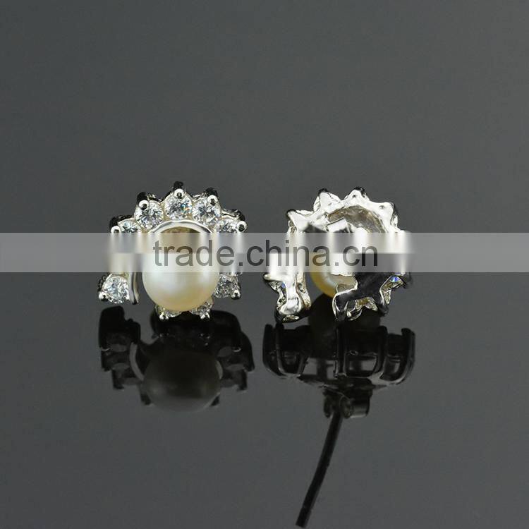 Hot sale 925 sterling silver freshwater pearl earrings with cheap price