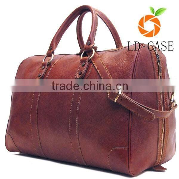 Men's genuine leather duffle gym large travel weekend sports luggage Bag