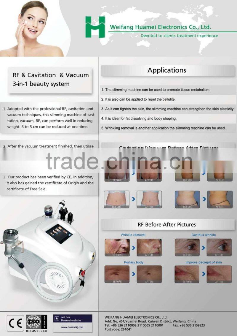 Professional 3 in 1 RF+Cavitation+Vacuum multifunctional salon facial beauty machine