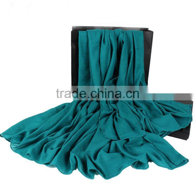 2014 Hot Women Fashion Solid Cotton Linen Scarf Long Warm Soft Silk Wrinkle Scarf Shawl Cape