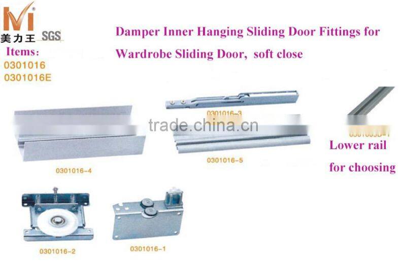 Soft Closing Wardrobe Sliding Closet Door Roller Fittings System