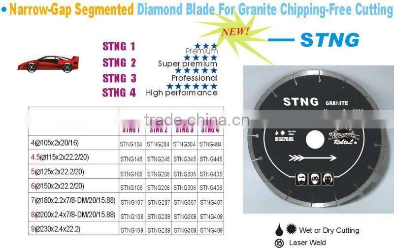 (STNG) Narrow-Gap segmented diamond saw blade for marble chipping-free cutting