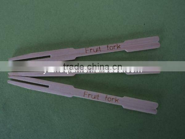 Custom disposable mini bamboo fruit fork spoon with LOGO