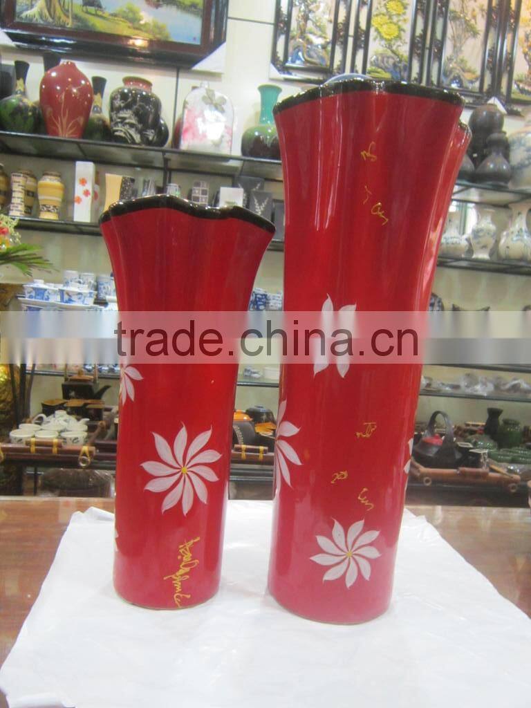 Vietnam ceramic home vase, set of 2 red ceramic vase, price wholesale